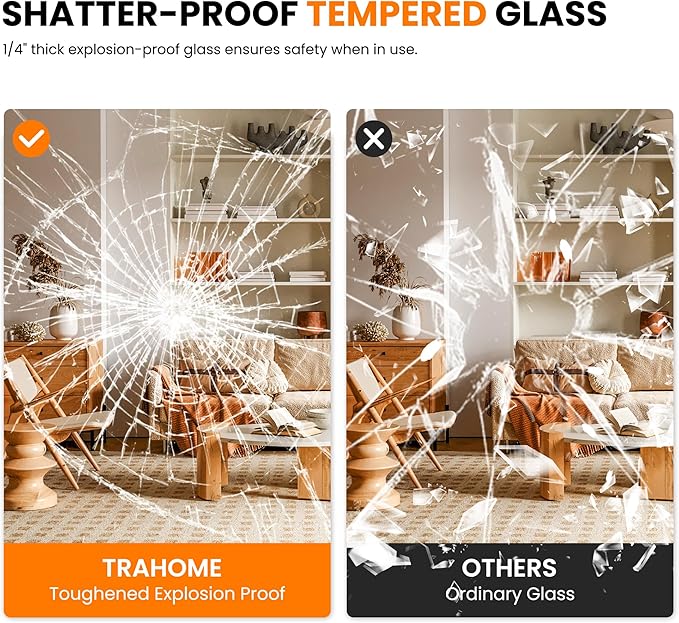 Bathroom Vanity Mirror for Wall, HD Shatterproof Glass, Hangs Horizontally or - Image 6