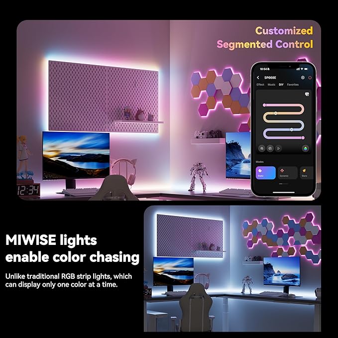 MIWISE 5V USB COB LED Strip Lights, RGB Smart IC LED Strip - Image 2