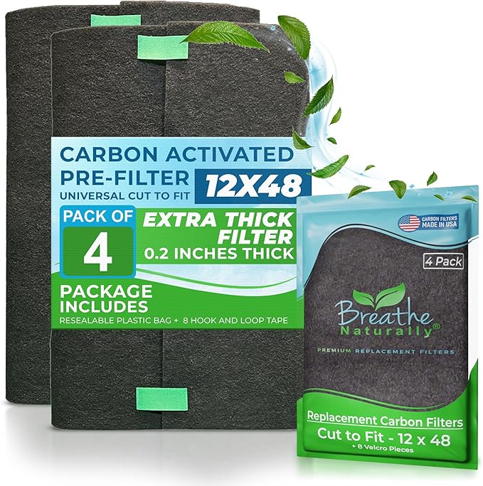 Breathe Naturally Universal 12x48 Cut-to-Fit Activated Carbon Filter Charcoal by BreatheNaturally