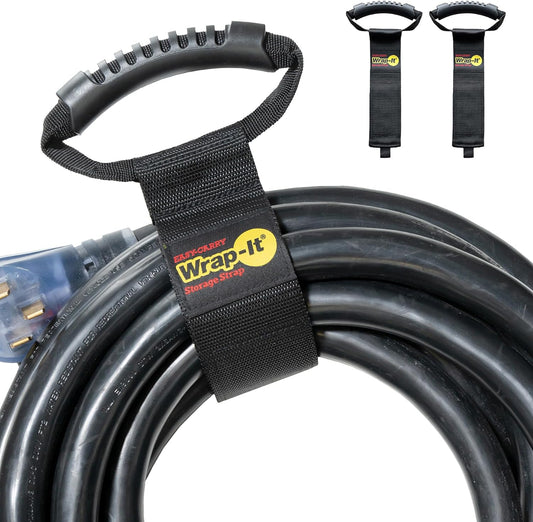 Easy-Carry Wrap-It Storage Straps - 22" (2-Pack) | Heavy-Duty Hook and Loop Cord Carrying Strap, Hanger, and Organizer with Handle for Pool Hoses, Garden Hoses, Cords, Cables