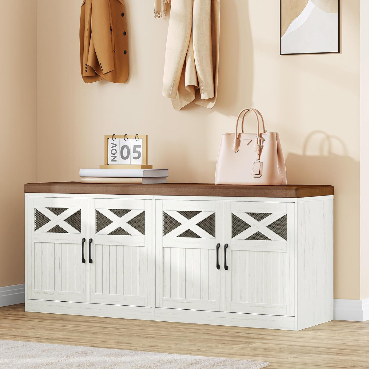 hzuaneri 47.2" shoe storage bench with 4 barn, main product view