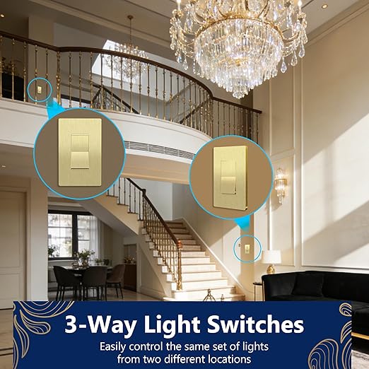 LIDER Brushed Gold Minimalist Decorator Switch - Image 6