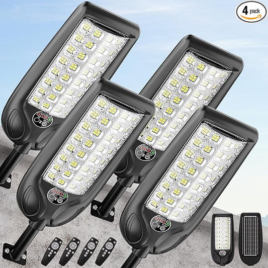 MMKT Solar Street Lights Outdoor, 3 Color Warm White LED Dusk to Dawn IP65 by MMKTLIGHTING