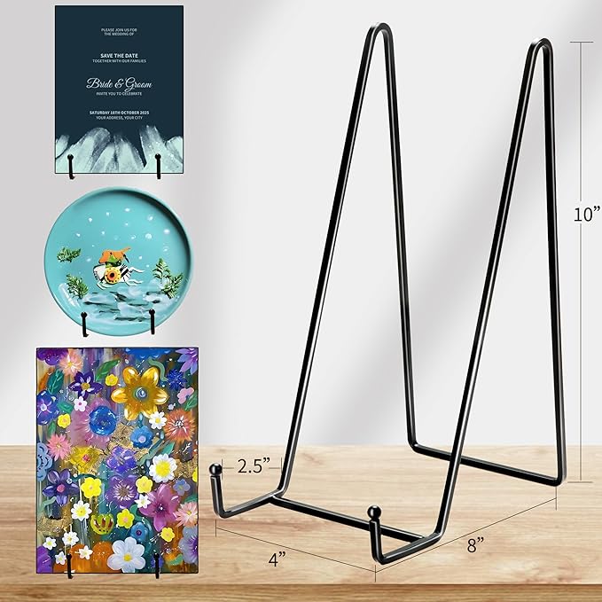 Birity 5PACK 10 Inch Square Black Metal Display Stands Plate Holder Display - Image 6
