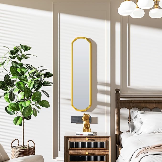 Modern Slim Wall Decor Mirror 10"x44" Gold - Image 2