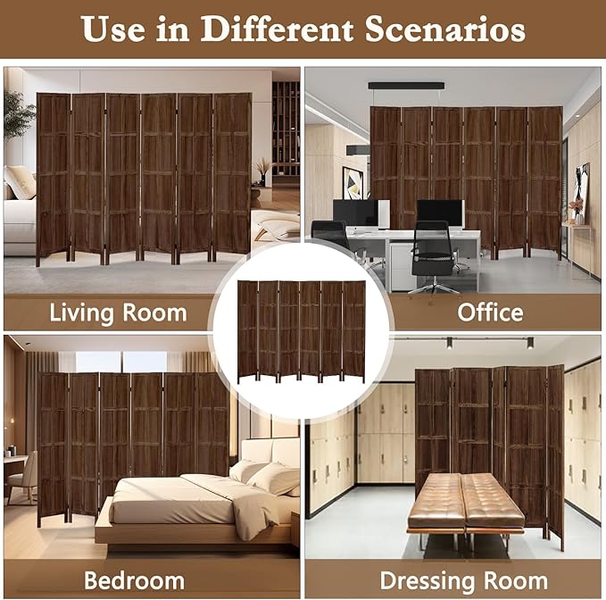 ALeesing 6 Panel Room Divider, 5.6Ft Wood Room Dividers and Folding Privacy - Image 6