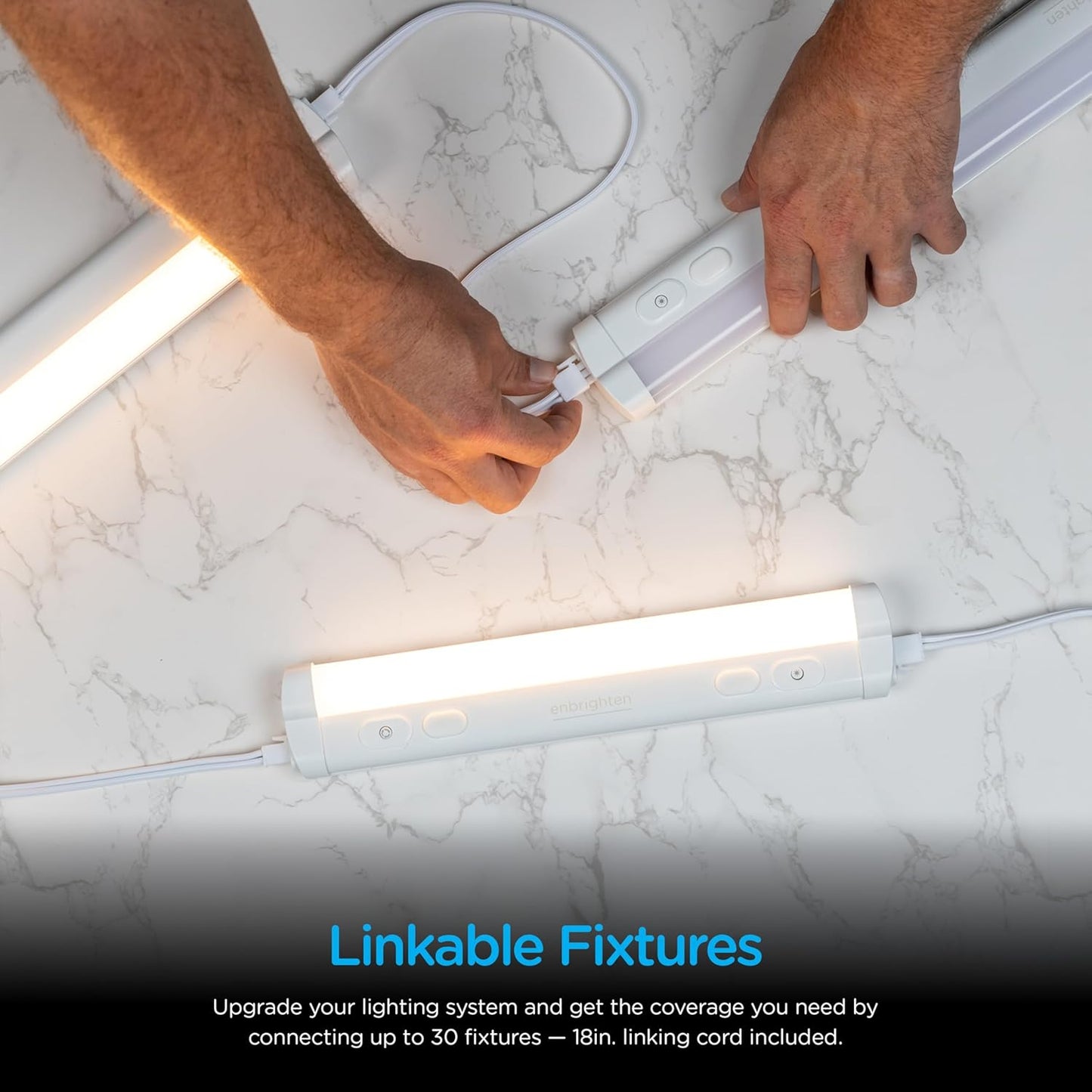 Enbrighten 24 inch Plug-in Under Cabinet Lights, 1561 Lumens, Five White Settings from (2700K-6500K), Full Range Dimmable, One-Touch Sync Control, Linkable Under Counter Lights for Kitchen 82786-T1