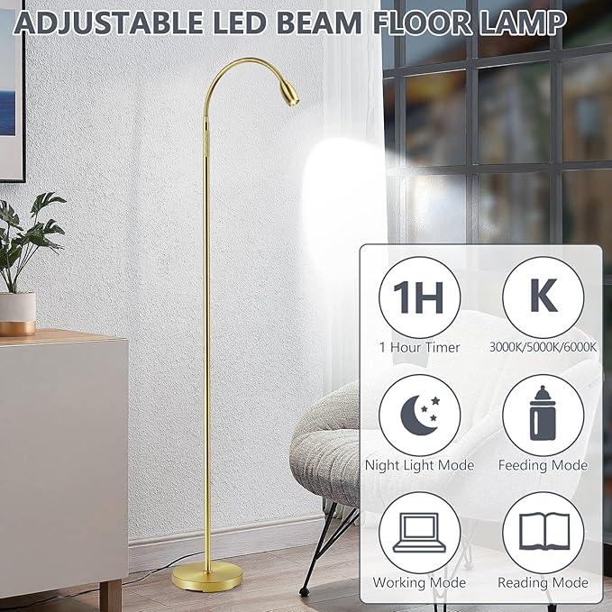Reading Floor Lamp, Dimmable Zoomable Spotlight, Adjustable Color Beam Standing - Image 8