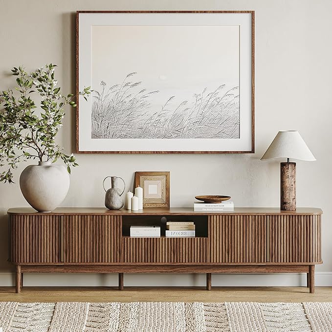 CHUWELL 86.6'' Fluted TV Stand for 75/80/85 Inch TVs, Mid Century Modern - Image 6