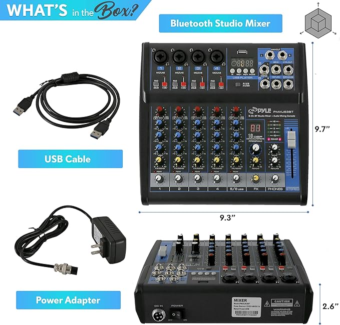 Pyle Professional 6 Channel Audio Mixer - Image 7