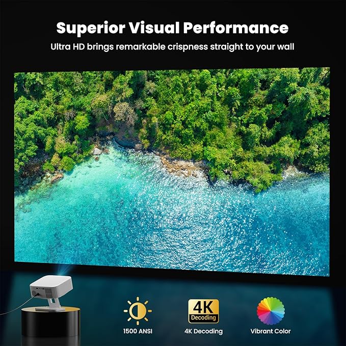 Smart Projector with Wifi and Bluetooth: NICPOW 4K Outdoor Projector, - Image 3