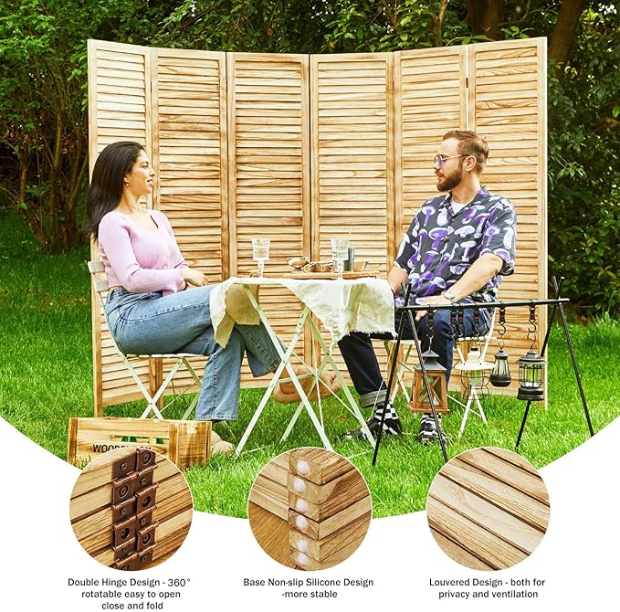 Room Dividers and Folding Privacy Screens, Wood Louvered Separators Divider Wall - Image 4