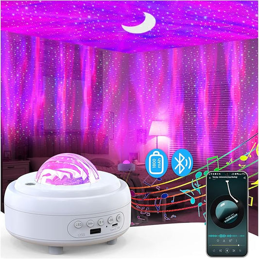 HUMIIEYE Star Projector with Bluetooth Speaker, 1800mAh Battery Operated Night by HUMIIEYE