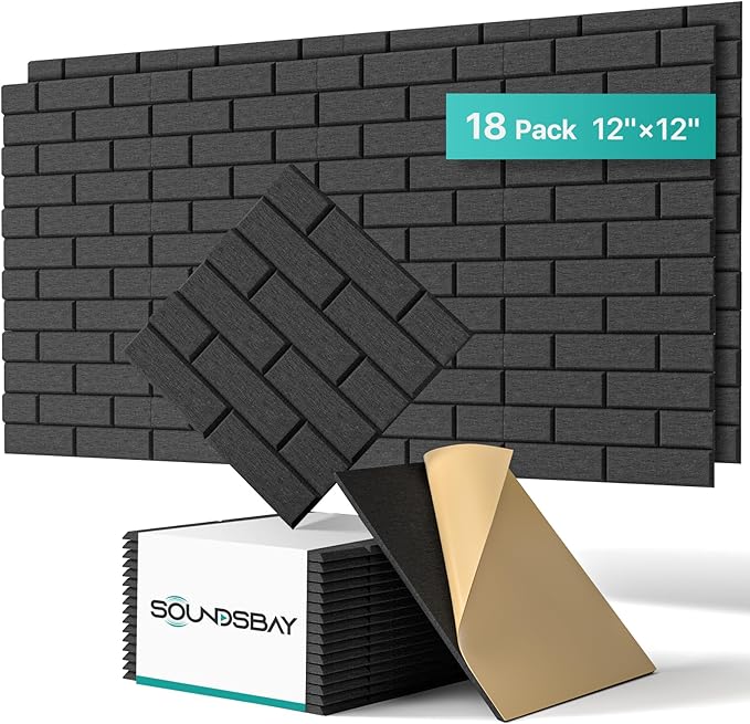 Soundproof Wall Panels Self-adhesive, Acoustic Panels 18 Pack Brick Wall Panels by Soundsbay
