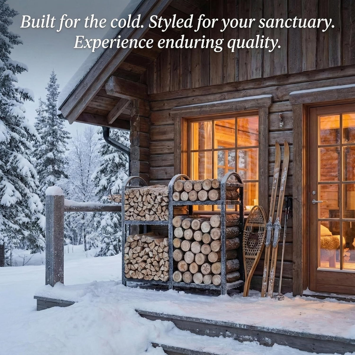 2 tier firewood rack, 31inch showing dimensions