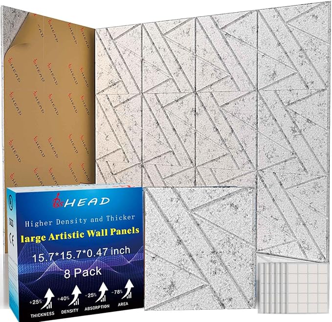 8 Pack Self-Adhesive Soundproof Wall Panels, 15.7 x 15.7 x 0.47 in Sound Proof by Staytunedforournewproduct