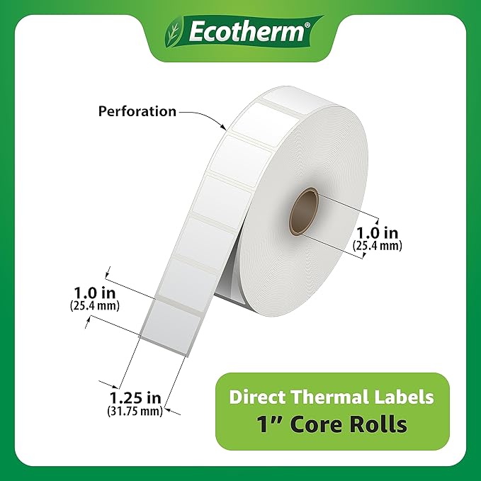 1.25" x 1" Thermal Labels | 6 Rolls | 14040 Labels | fits Zebra, Offnova - Image 3