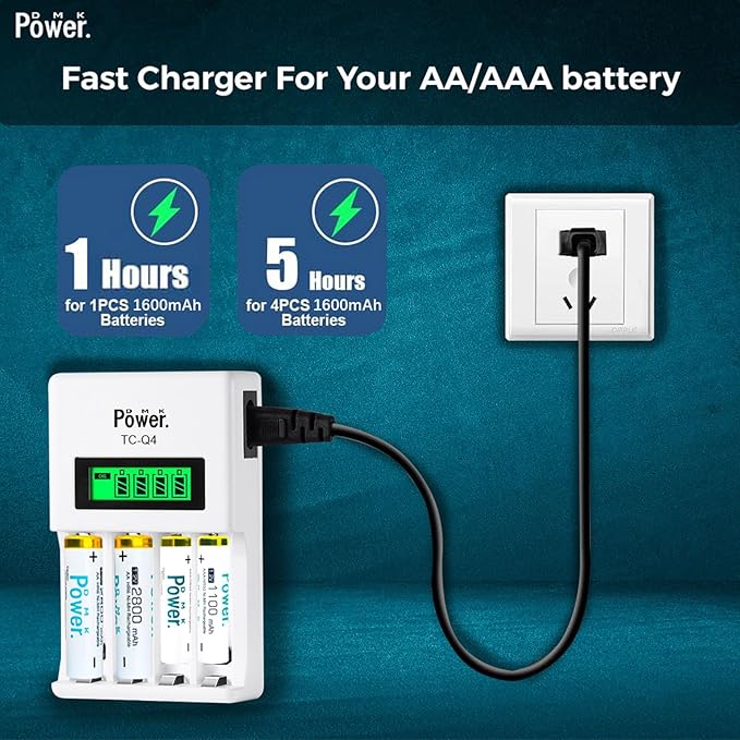 DMK POWER Rechargeable High Capacity Batteries 1.2V NiMH Low Self Discharge and - Image 4