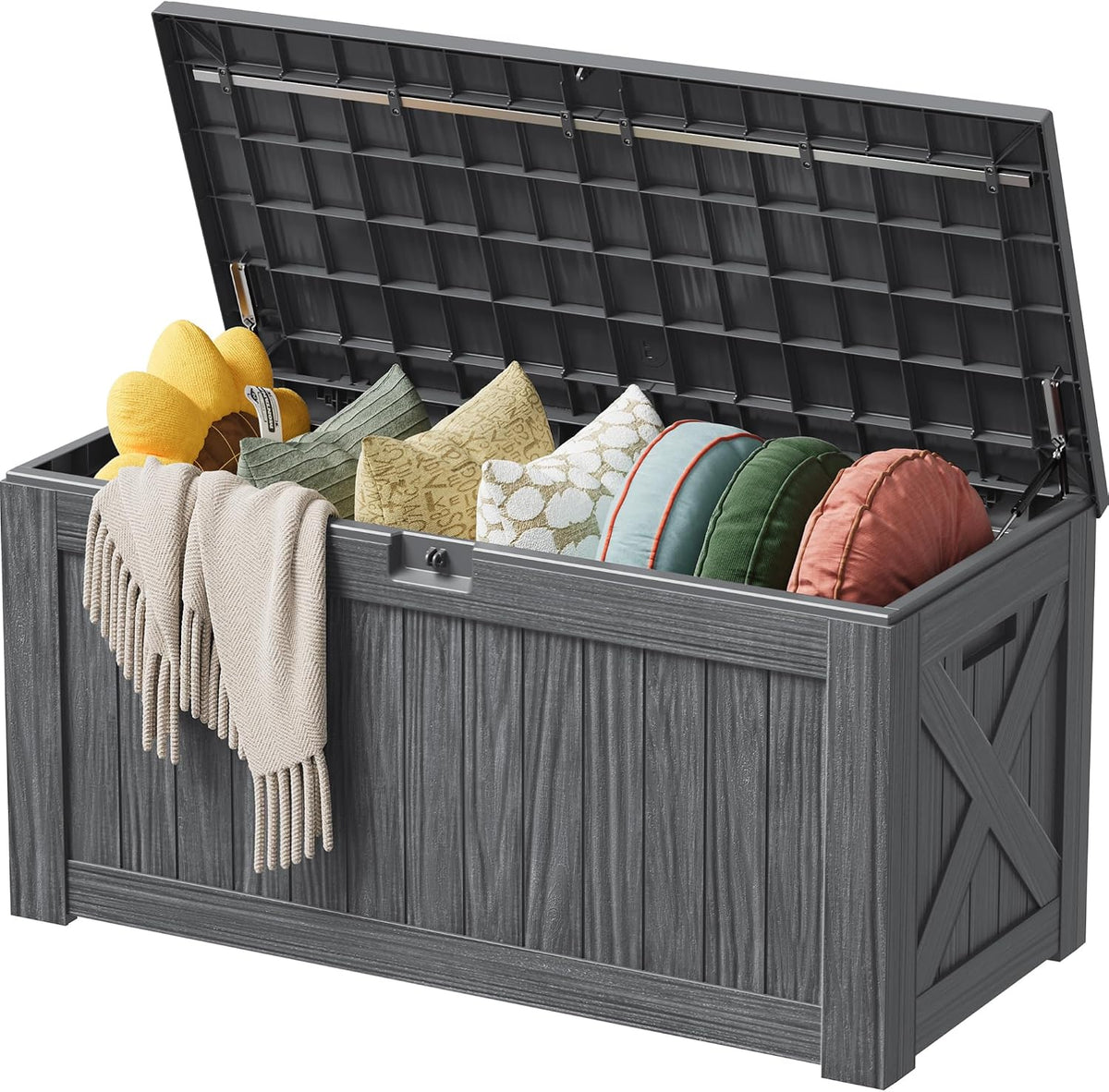 devoko 125 gallon outdoor storage box, waterproof resin, main product view