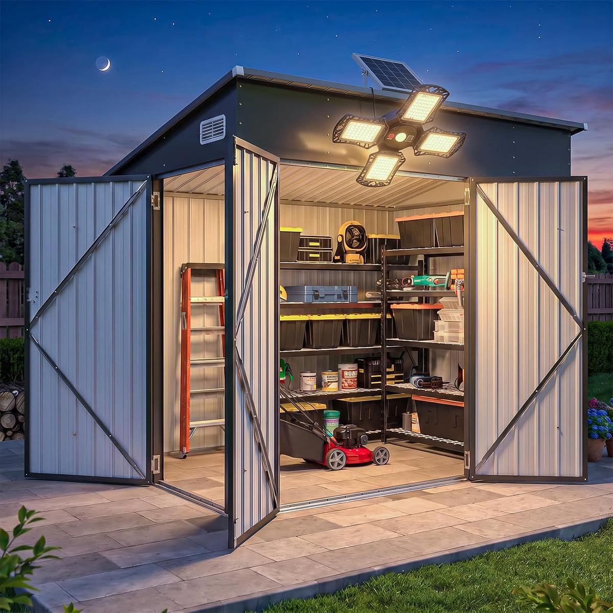 aoxun 7.5'x4' triple door shed outdoor storage shed, main product view