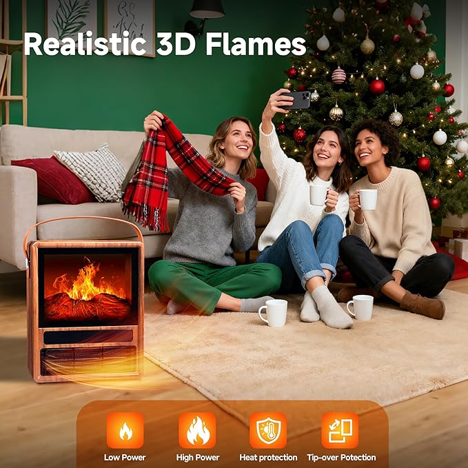FLAME&SHADE Portable Electric Fireplace Heater - Image 4