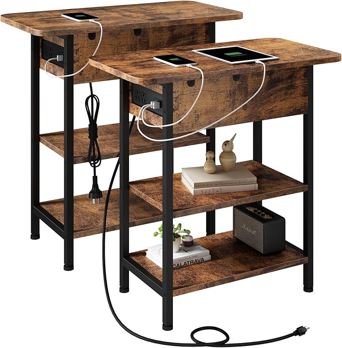 LIDYUK Set of 2 Brown End Tables by LIDYUK