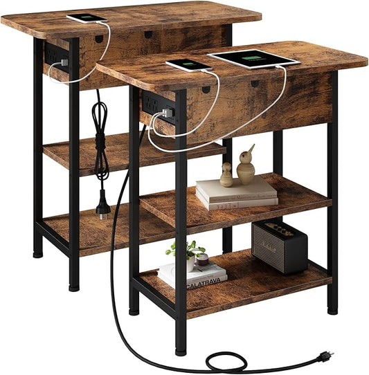 LIDYUK Set of 2 Brown End Tables by LIDYUK
