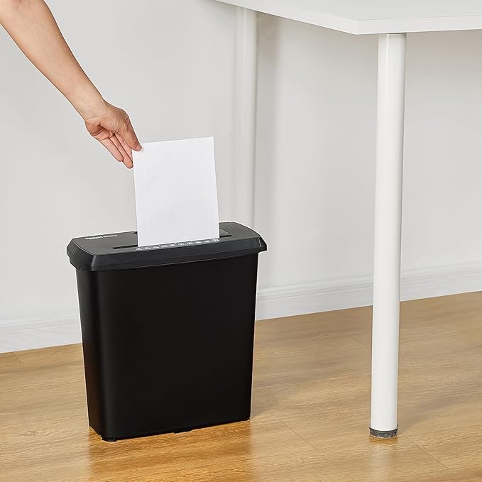 Amazon Basics Paper Shredder for Home and Office, 8-Sheet Strip Cut, CD/ Credit - Image 8