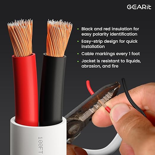 GEARit 14 Gauge Speaker Wire, CL2 Rated in-Wall Fire Safety Wire, 2 Conductors - Image 2