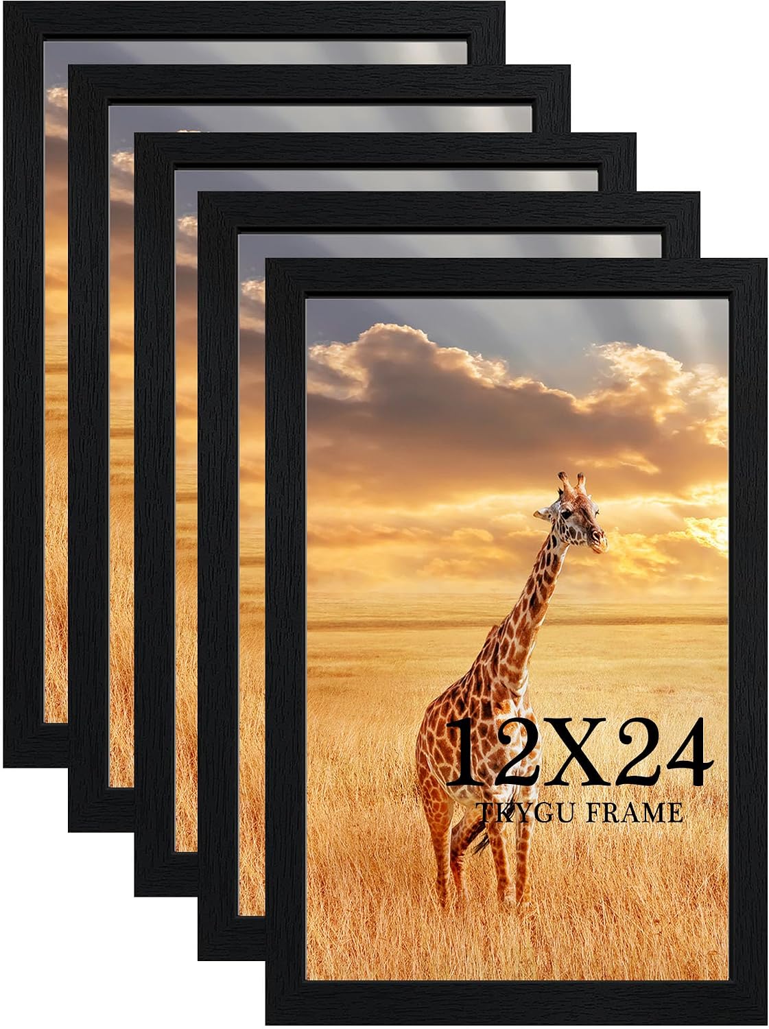 TKYGU 12x24 Picture Frame Set of 5, Wooden Frame 12x24 Wall Gallery Poster