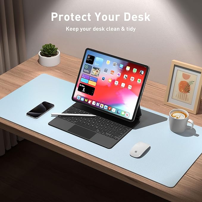 Aothia Leather Desk Pad Protector, Mouse Pad, Office Desk Mat, Non-Slip PU - Image 4