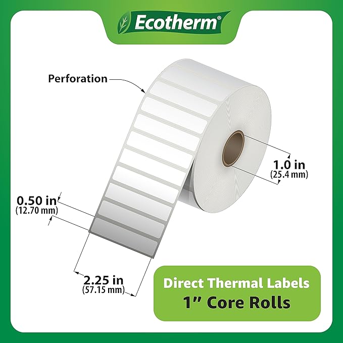 2.25" x .5" Thermal Labels | 4 Rolls | 13840 Labels | fits Zebra, Offnova - Image 3