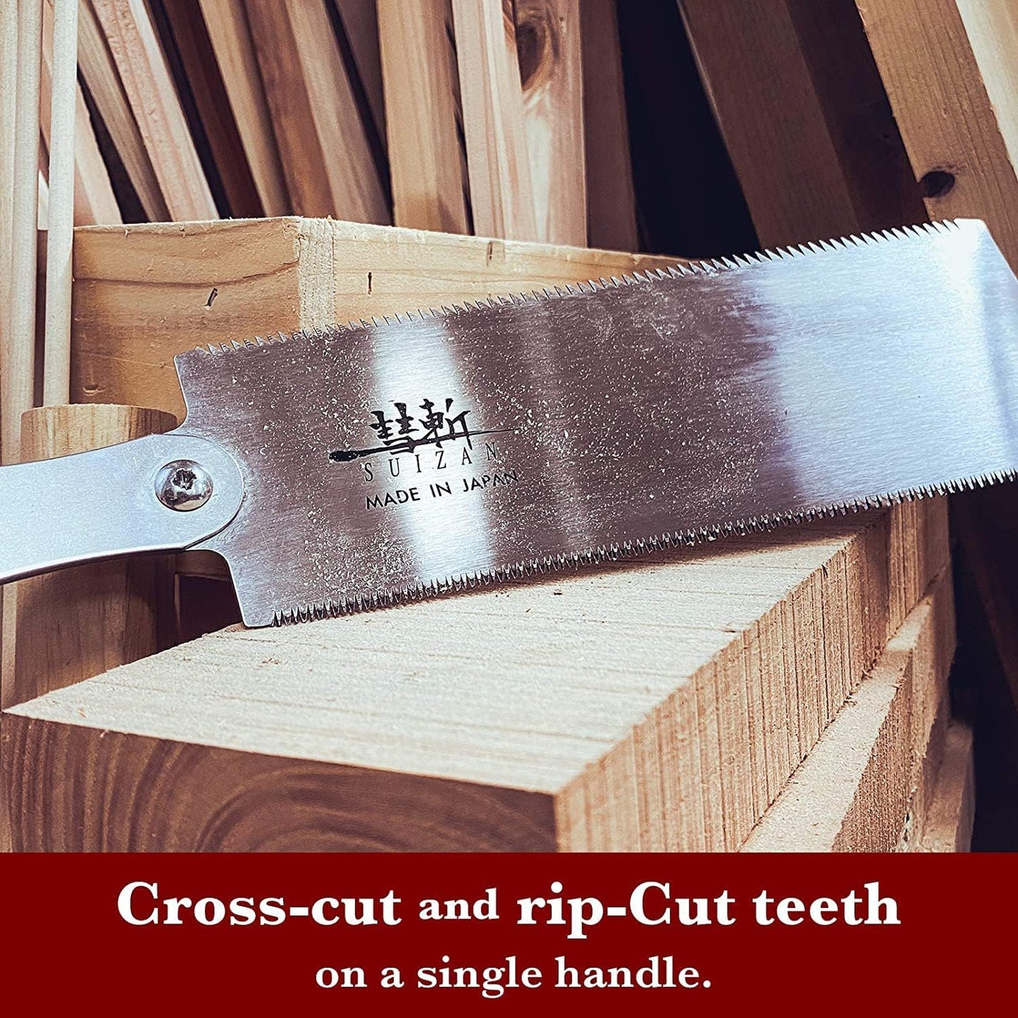 SUIZAN Ryoba Double Edge Saw 9.5" - Japanese Pullsaw Hand Saws Wood Cutting | Professional Pull Saw for Woodworking Furniture Making Carpentry Joinery DIY Tools Sharp Replaceable Blade Rip Crosscut