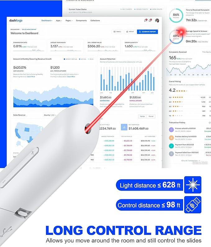 DinoFire White USB C Presentation Clicker Wireless Presenter Remote - Image 4