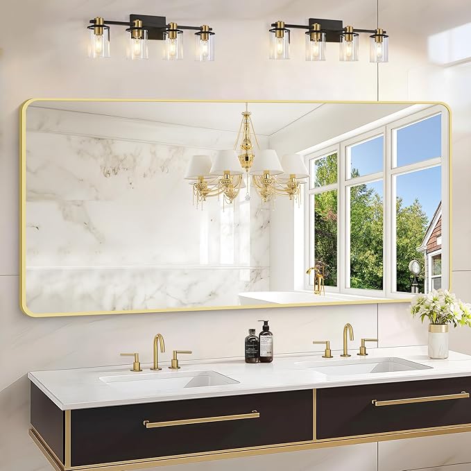 30"x60" Gold Bathroom Mirror, Large Rectangle Mirror, Rectangular Wall Mirror by WelcometoCIVENO