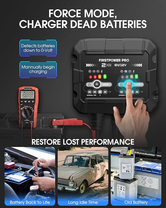 2-Bank, 4A Trickle Charger for Car Battery, 12V 6V Car Battery Charger - Image 4