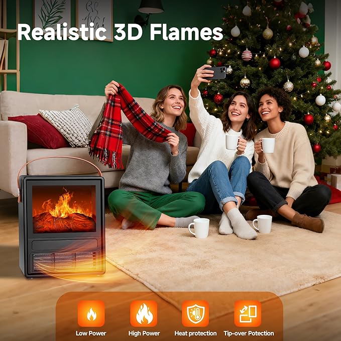 FLAME&SHADE Portable Electric Fireplace Heater - Image 5