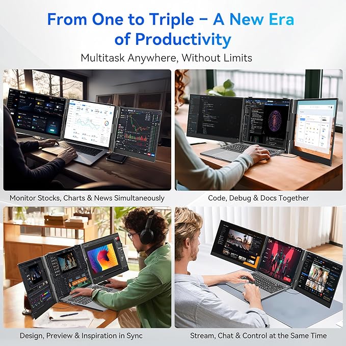 Blackview DCM6 Triple Laptop Screen Extender, Two Cable USB C Travel - Image 7