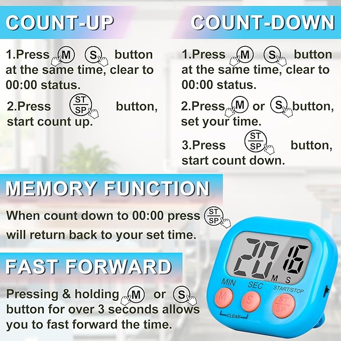 ZILLEEN Classroom Timer for Kids Teachers 2 Pack Digital Timers - Image 7