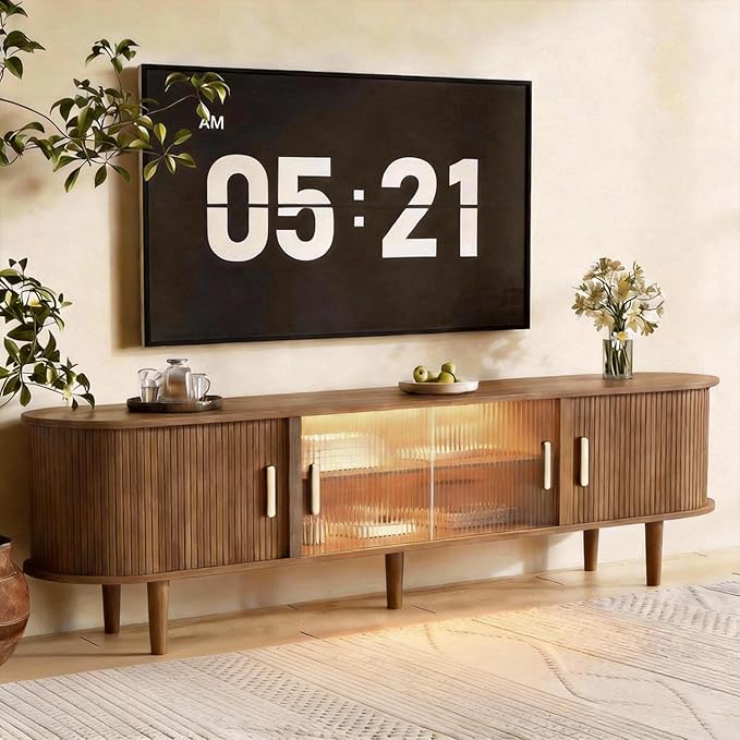 70" Fluted TV Stand with LED Lights by INNODToddlerTower