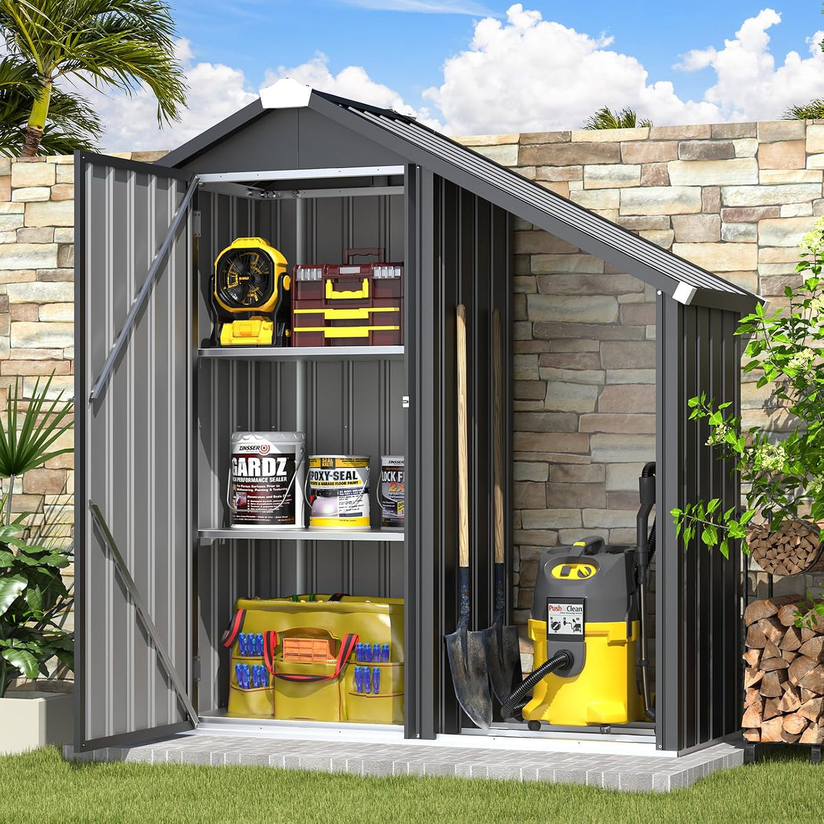 aecojoy outdoor storage cabinet waterproof with shelves and, main product view