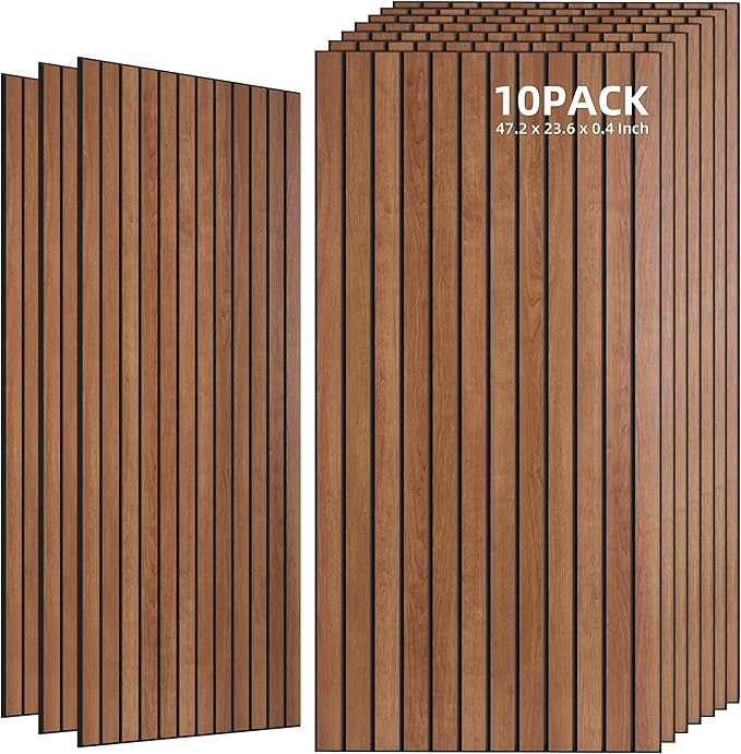 TO-TH Wood-Look Acoustic Wall Panels, 10 Pack 47.2” x 23.6” Sound Panels by TO-TH