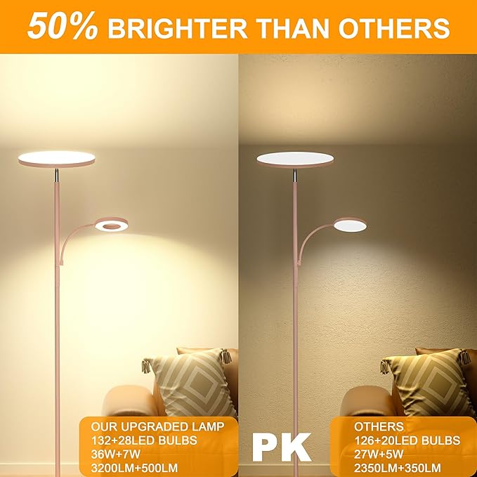 marctronic Pink Floor Lamp, 42W 4000LM Super Bright LED Room Lamp - Image 5