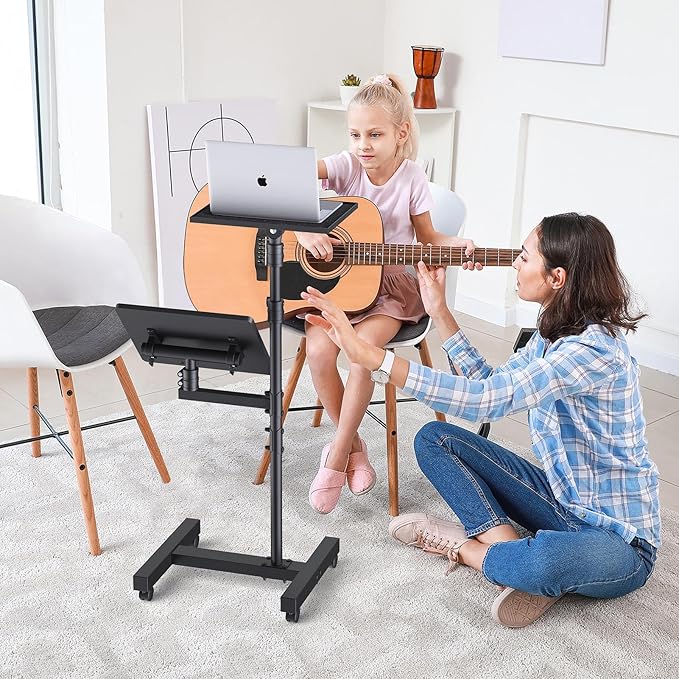 Facilife 2 Shelves Projector Stand Tripod, Height Adjustable Max 64", Mobile - Image 8