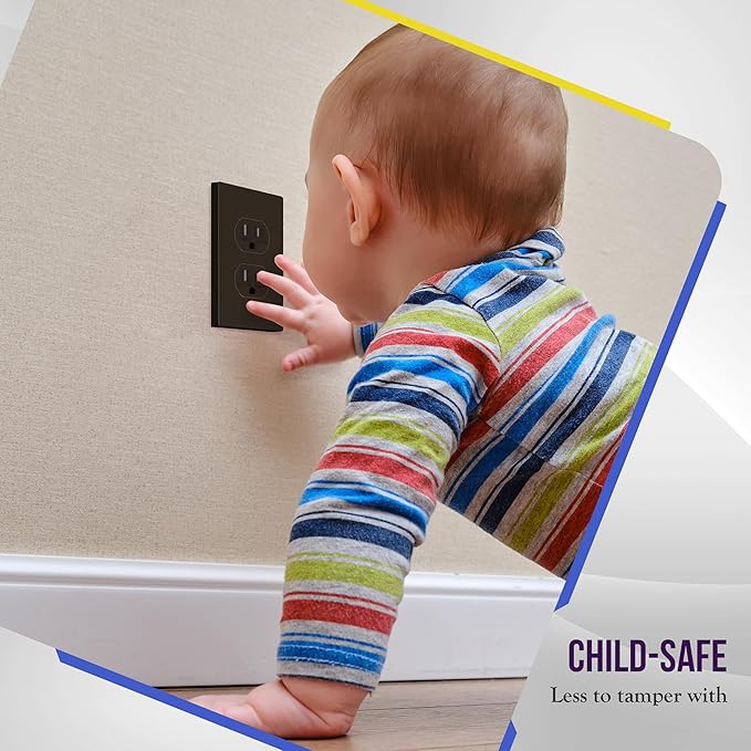 ENERLITES Screwless Duplex Wall Plate, Child Safe Receptacle Outlet Cover - Image 6