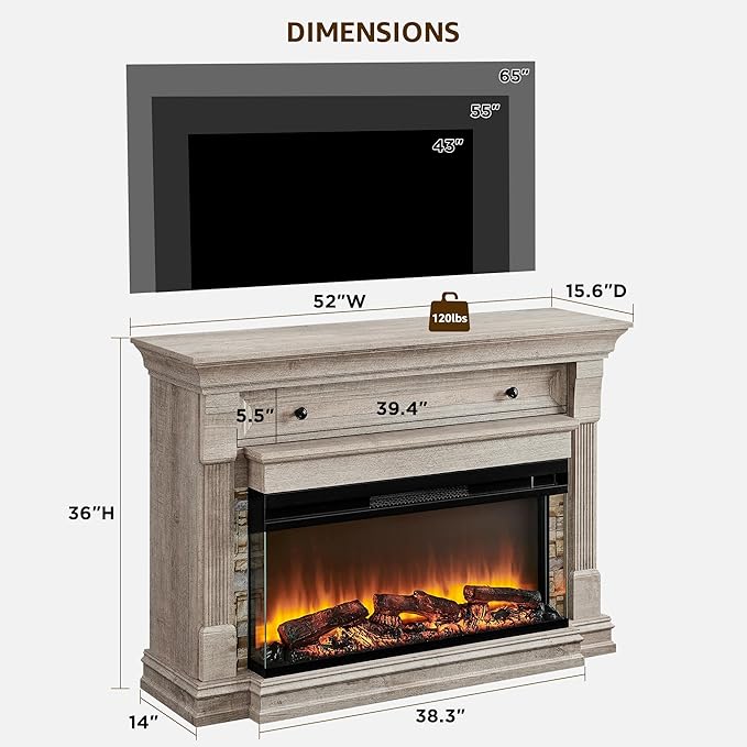 OKD 52 Inch Electric Fireplace - Image 6