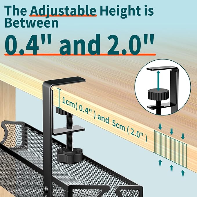 Under Desk Cable Management Tray Black, No Drill Desk Cable Wire Management - Image 6