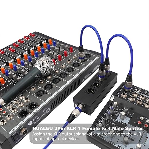 HUALEU 3Pin XLR 1 Female to 4 Male Splitter, 4Way XLR Single Input to Four - Image 7