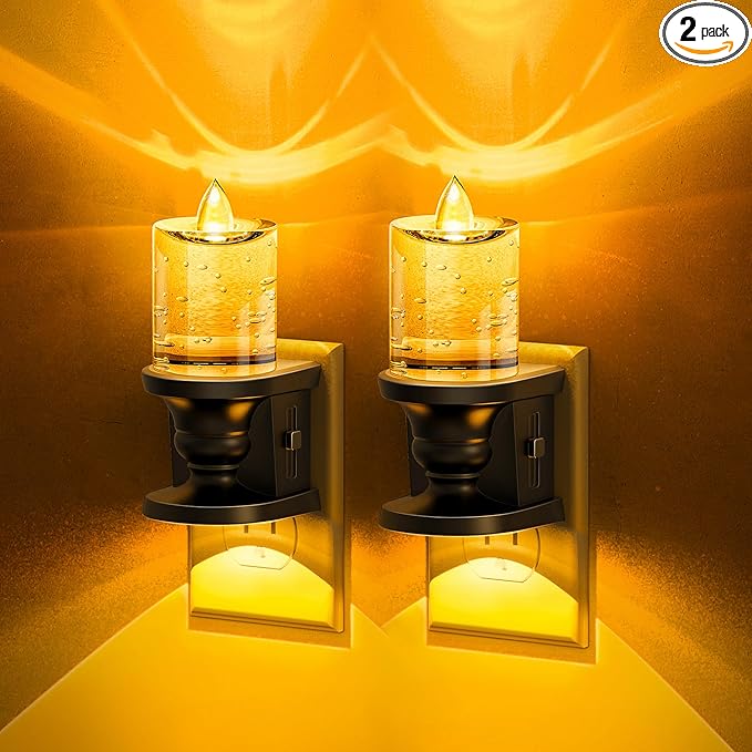 L LOHAS LED Flameless Candle Night Light, 2 Pack Amber Night Lights Plug into by LLOHASLED