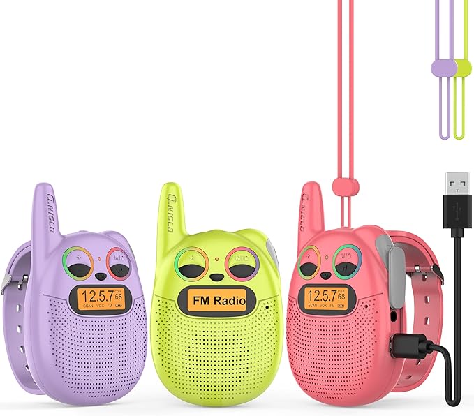 Qniglo Walkie Talkies for Kids Rechargeable 3 Pack, Christmas Birthday Gifts by QNIGLO